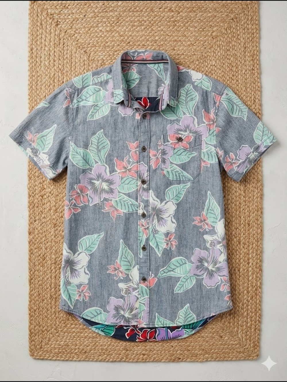 Sunrise Kingdom Tropical Hibiscus Button-Down